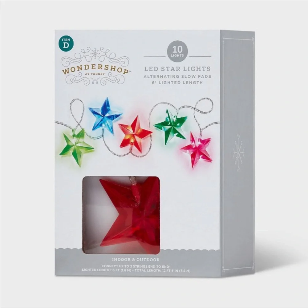 WONDERSHOP NWT 10ct led dewdrop star Christmas indoor/outdoor lights